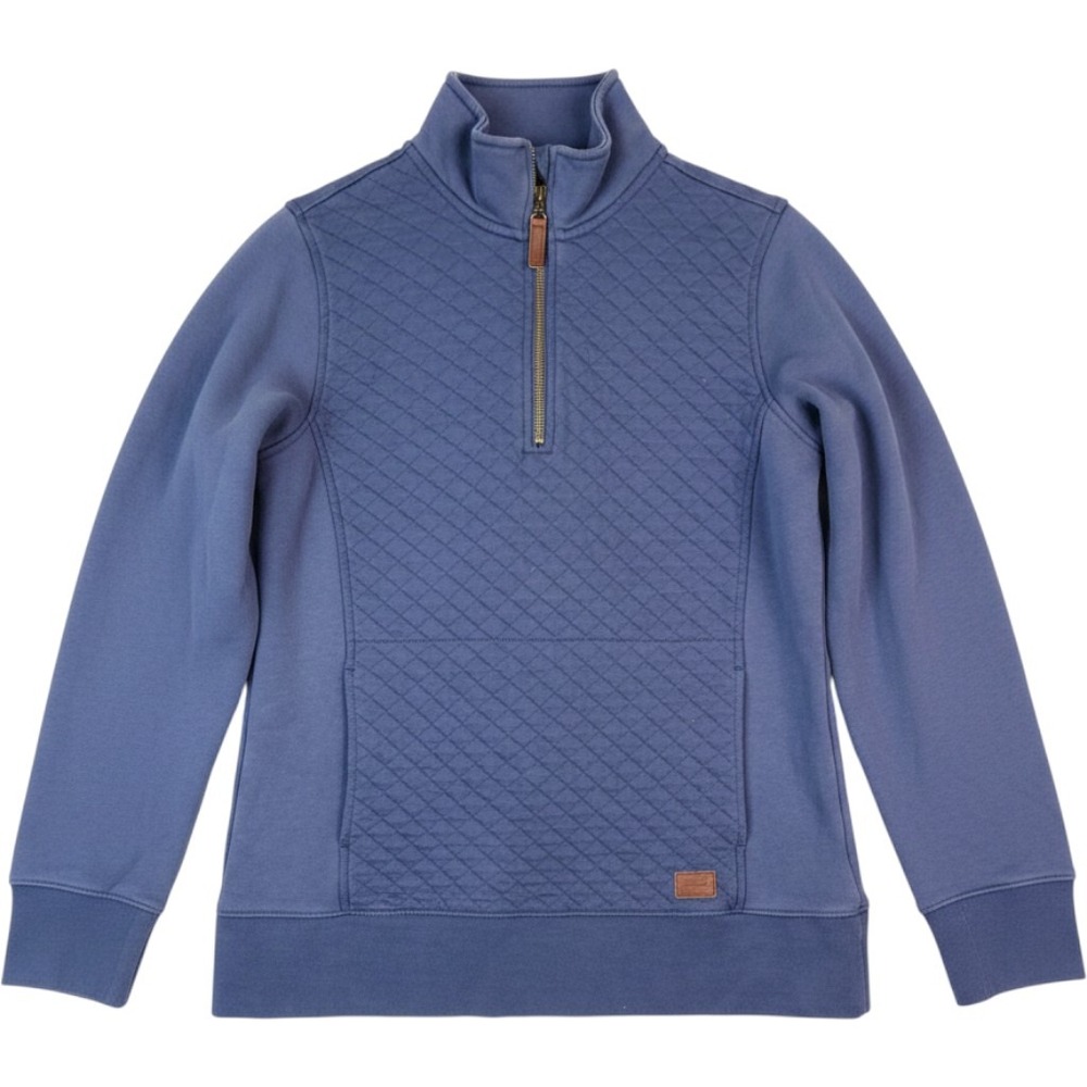 LL Bean Quilted Quarter Zip Pullover Women's S Blue Long Sleeve Sweatshirt